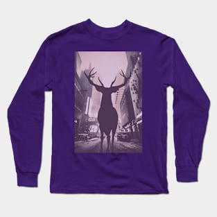 Purple Deer in the City Long Sleeve T-Shirt